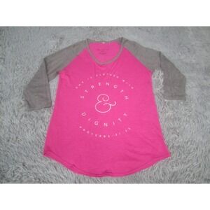 Strength & Dignity Shirt Womens Small Pink Gray Not of this World Proverbs 31 25